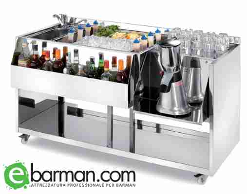 Bancone Barman in acciaio professionale